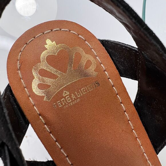 Fergalicious Pounce Wedge Sandals Black Jute Faux Suede Open Toe - Picture 6 of 8